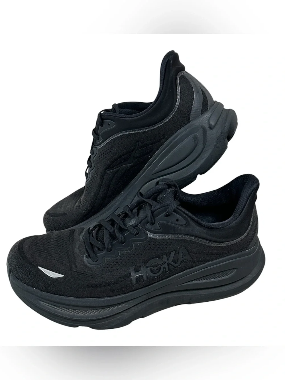 HOKA Bondi 9 running shoes triple black size 12 4E extra wide